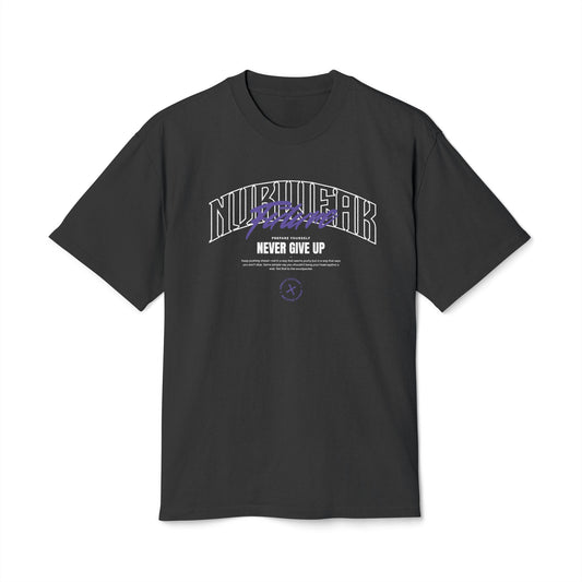 NVRWEAK “Never Give Up” Faded Tee | Motivational Gym Shirt, Heavyweight Tee
